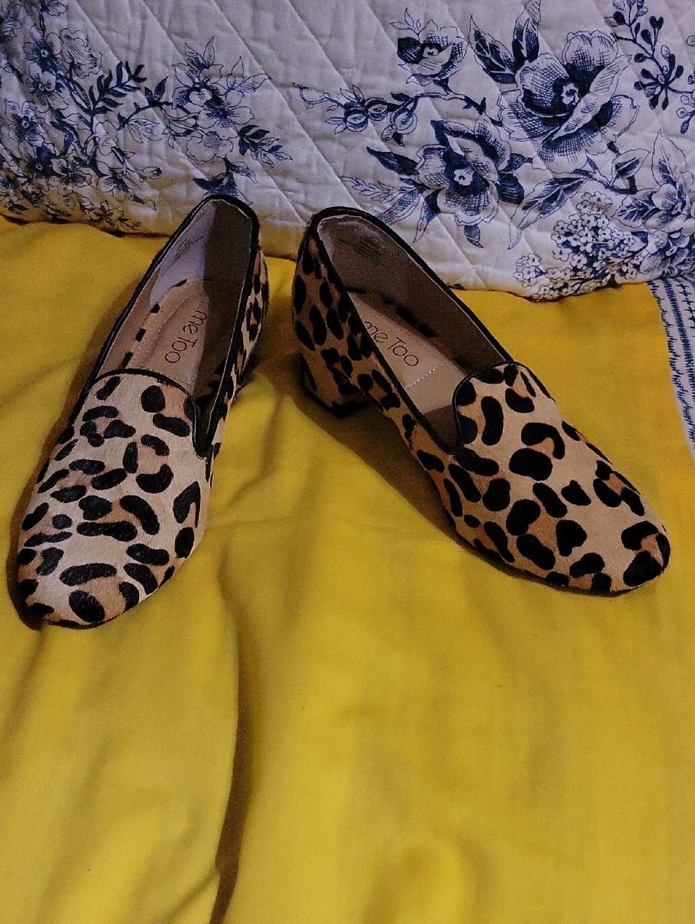 me Too Leather Leopard Print Hair-feel and look Slip On Loafers Size 8M, New